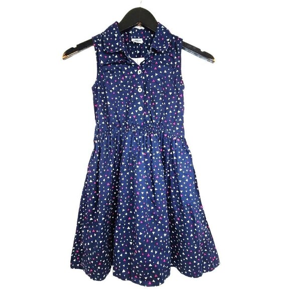 Flap Doodle by Doodle Navy Blue Triangle Fit Flare Pleated Preppy Dress - Picture 1 of 5
